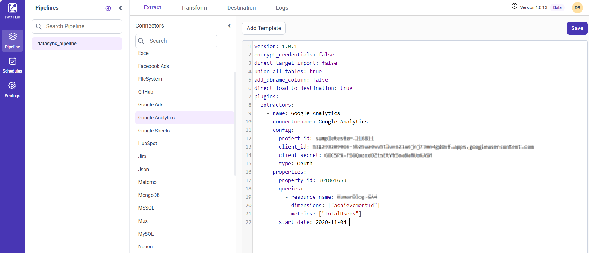 Google Analytics - DataHub