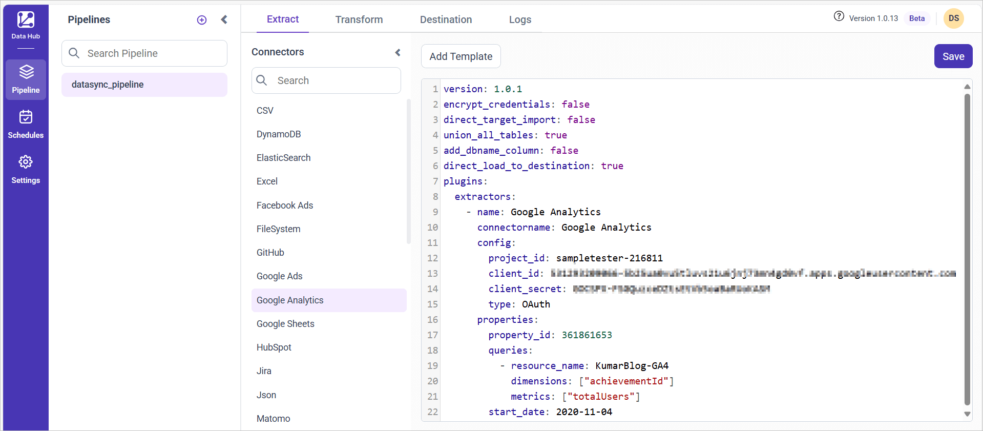 Google Analytics - DataHub
