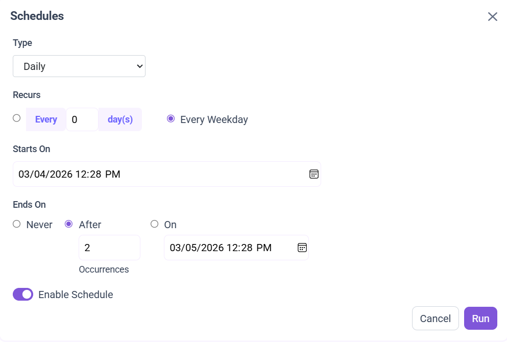Schedule - BoldReports