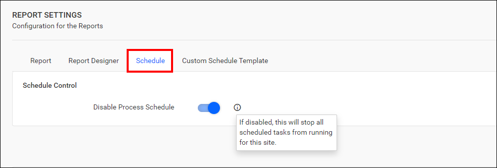 Schedule report settings tab in Report Server