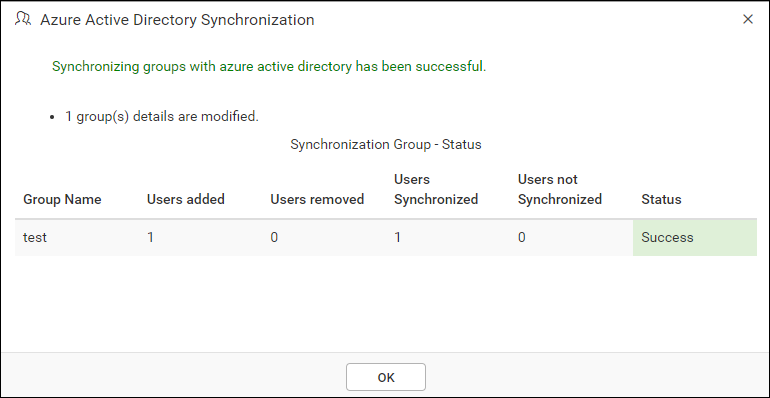 Synchronization confirmation window