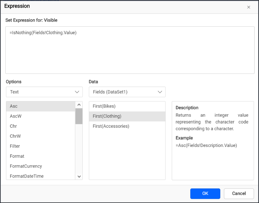 hide column visibility expression