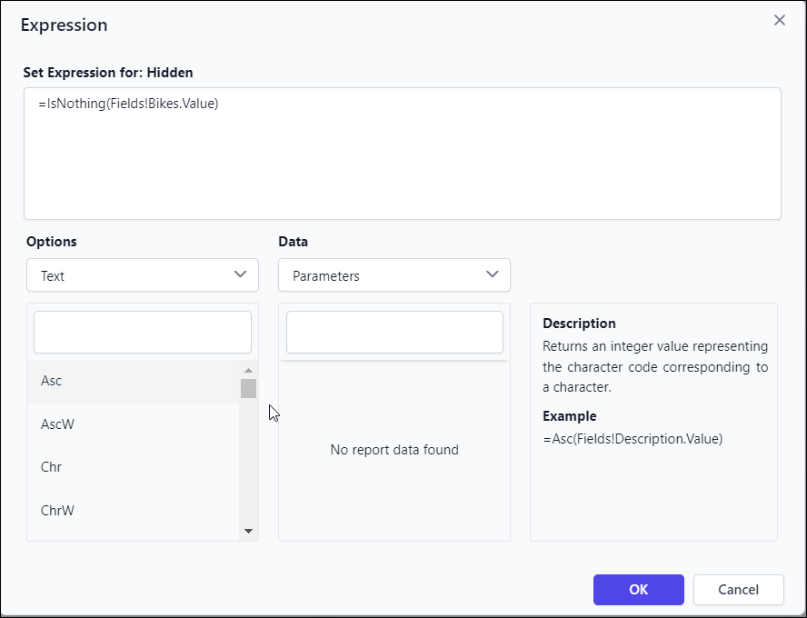 hide row visibility expression