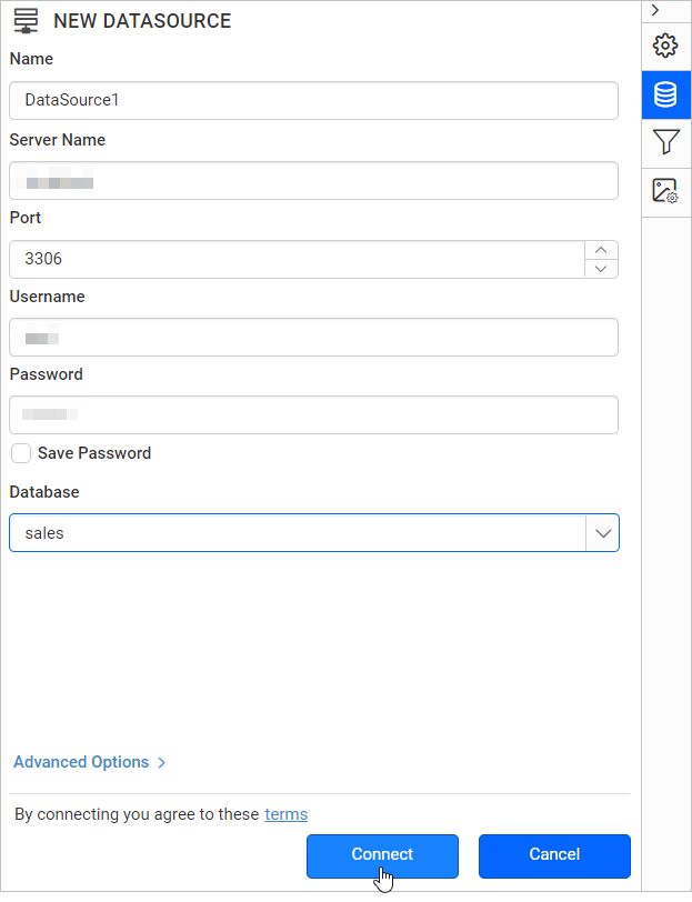 Web datasource properties