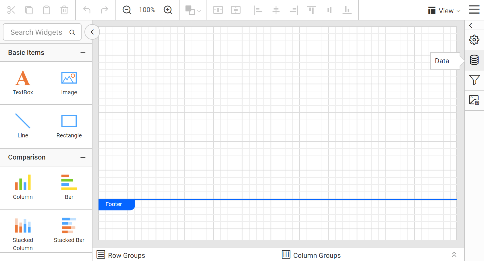 Data icon configuration panel