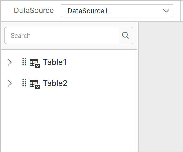 Tables listed in left pane