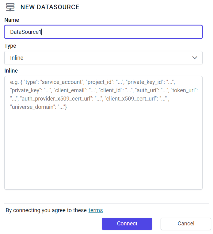 Bigquery datasource properties