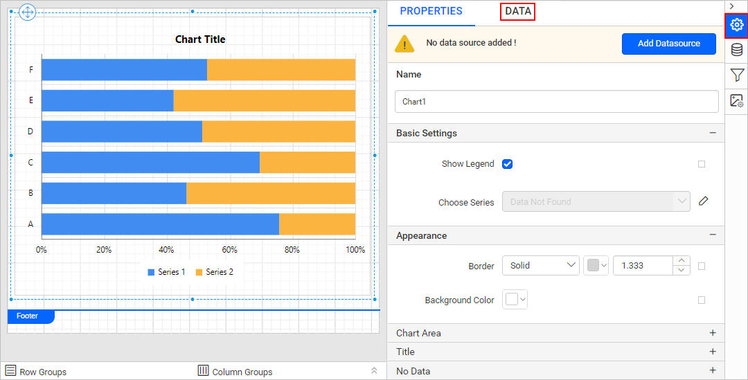 Chart properties pane