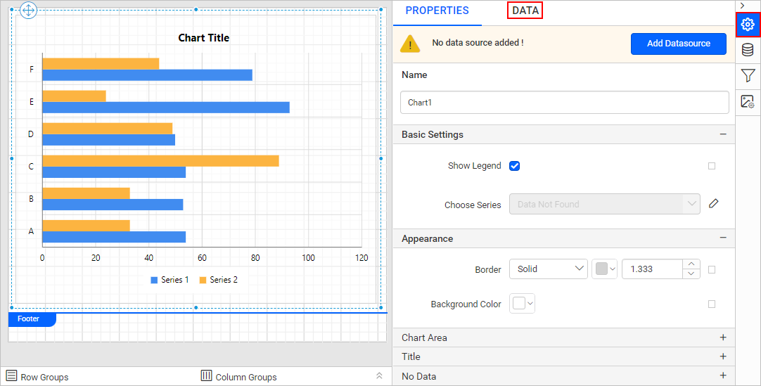 Chart properties pane