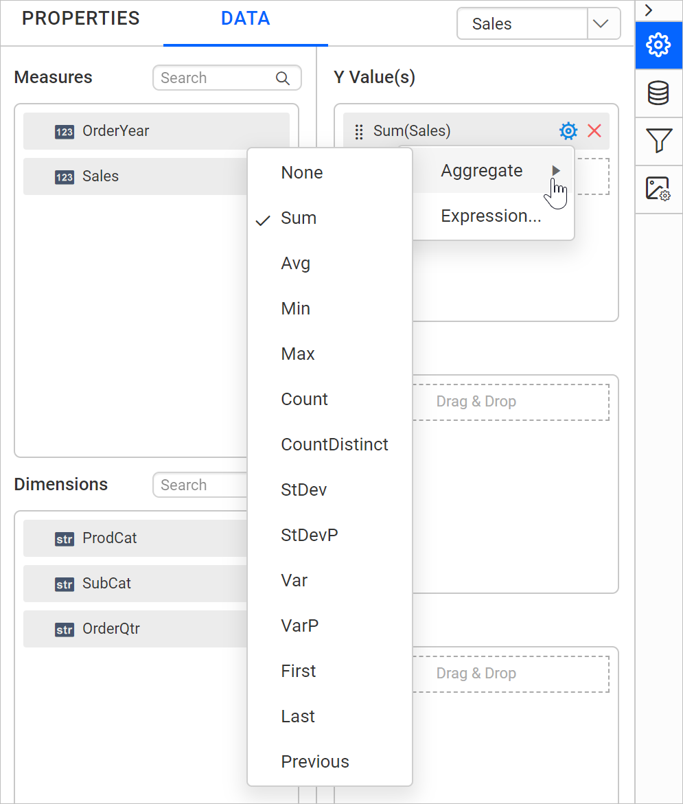 Aggregate menu list