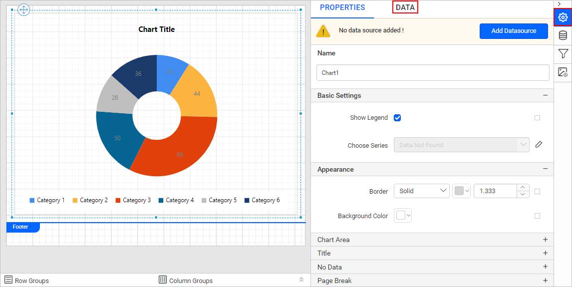 Chart properties pane