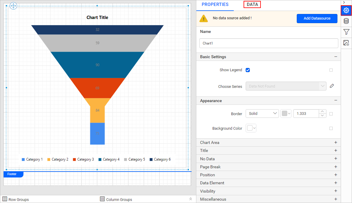 Chart properties pane