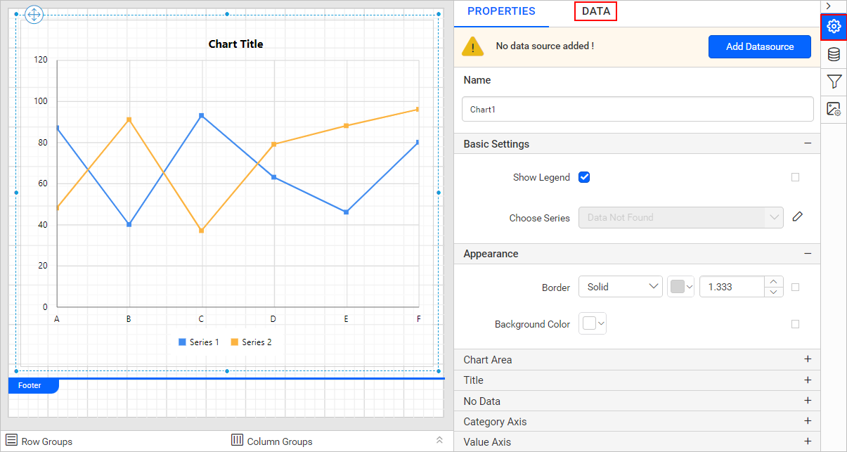 Chart properties pane