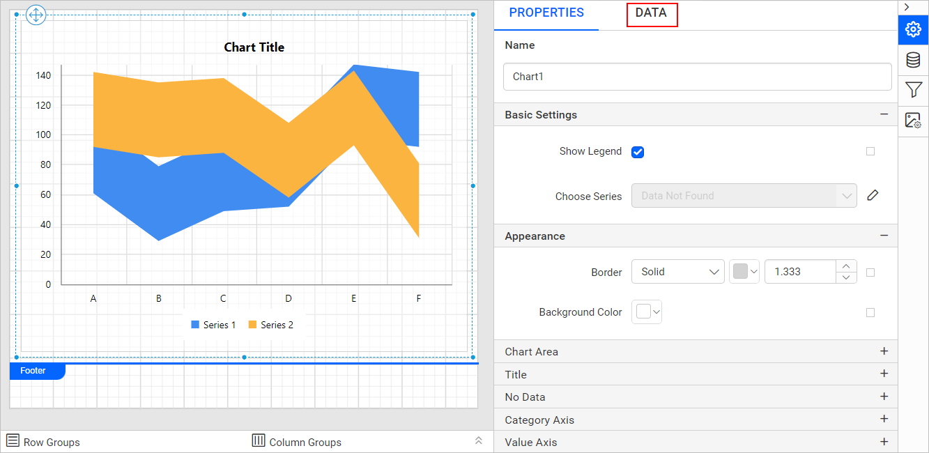 Chart properties pane