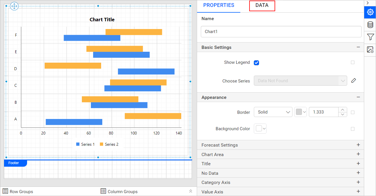 Chart properties pane