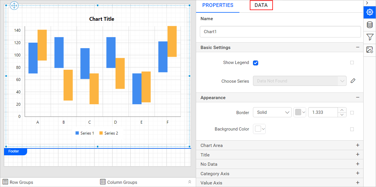 Chart properties pane