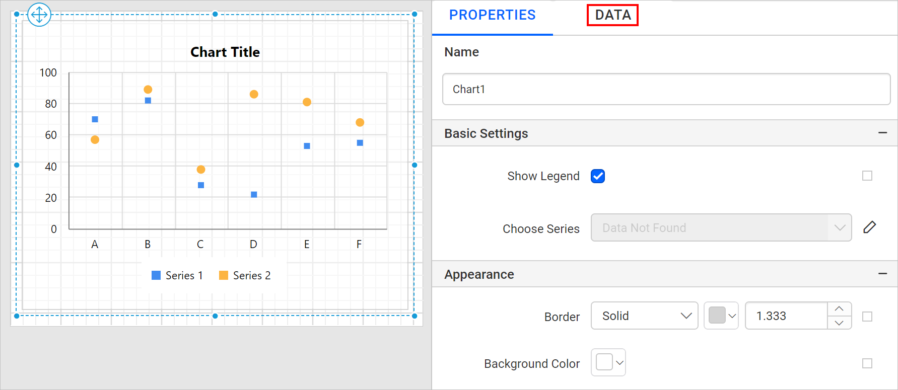 Chart properties pane