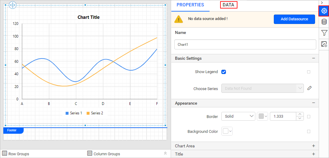 Chart properties pane