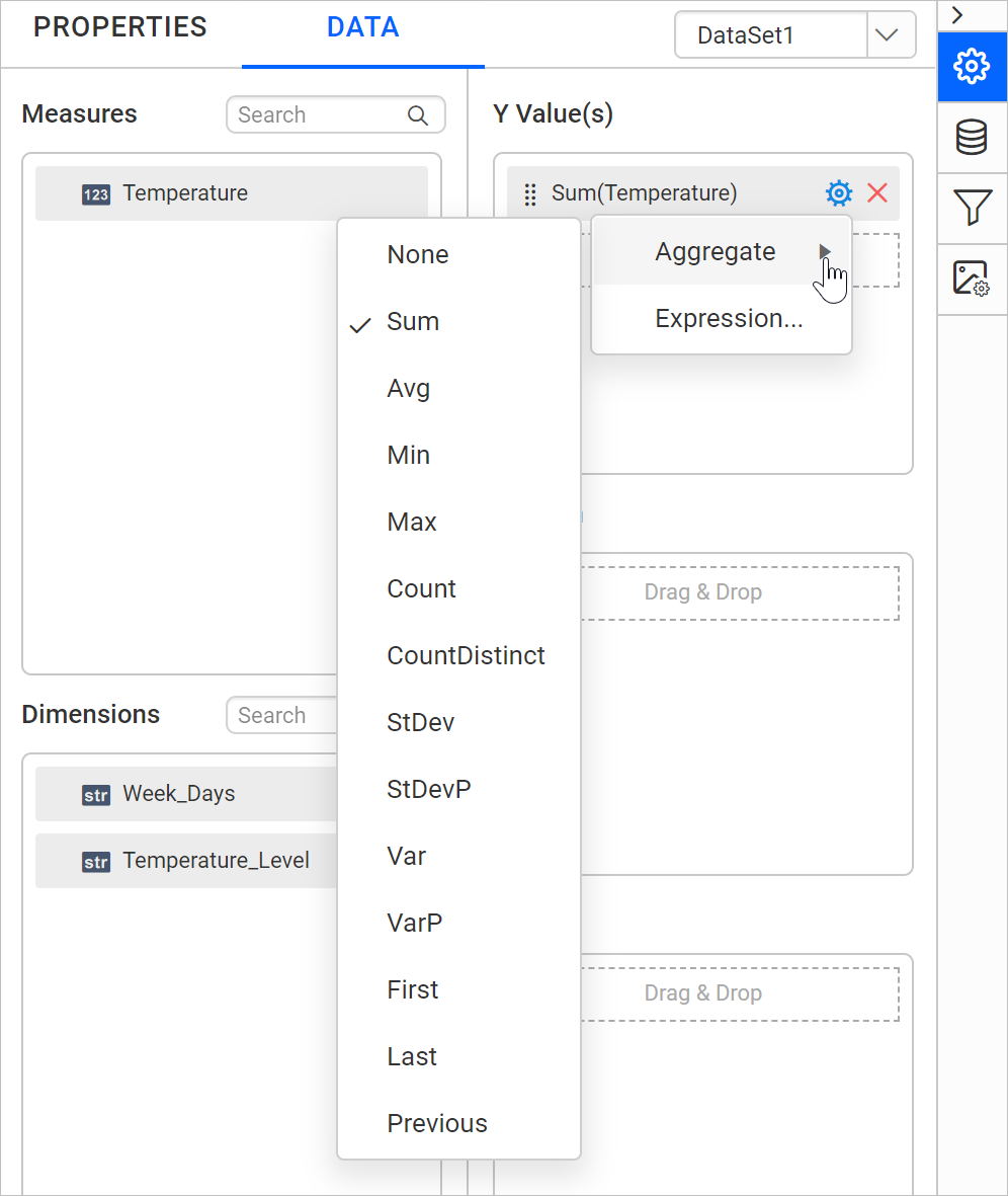 Aggregate menu list