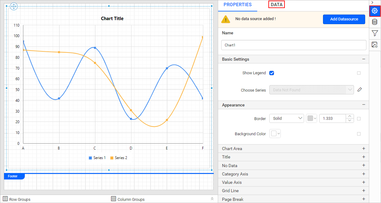 Chart properties pane