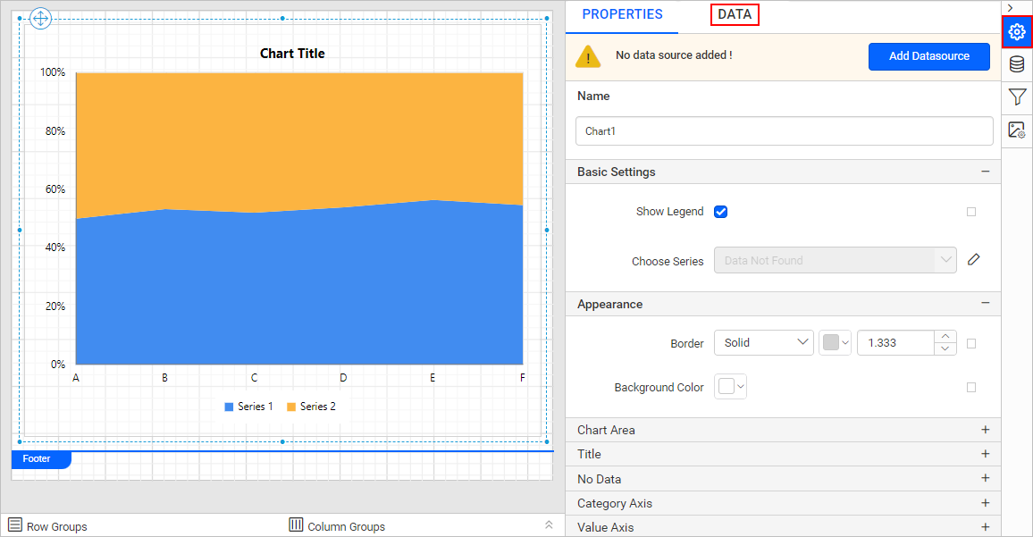 Chart properties pane