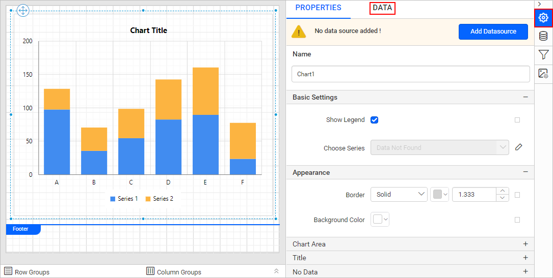 Chart properties pane