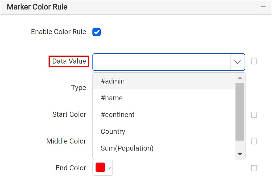 Map data value