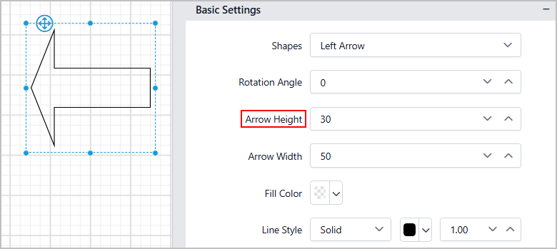 Arrow shape height