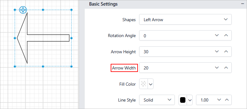 Arrow shape width