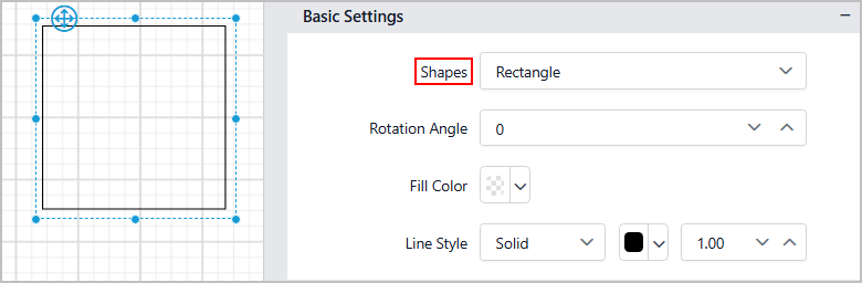 Shape types Dropdown