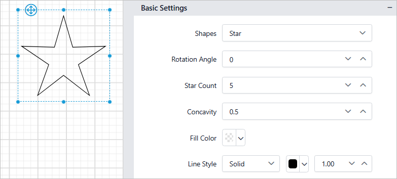 Start shape properties