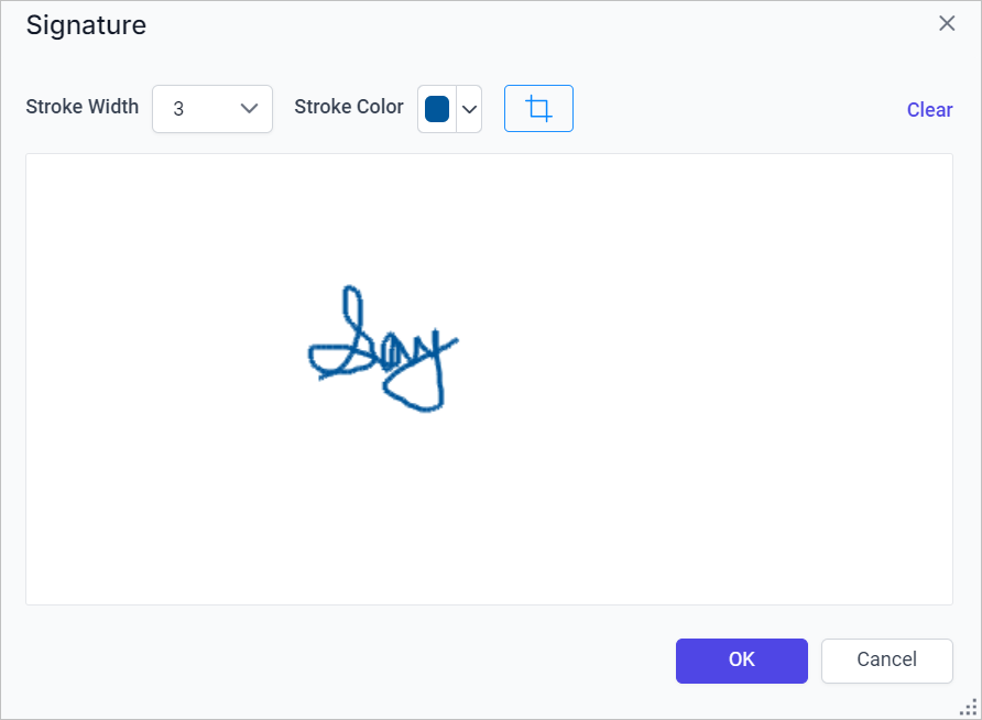 Draw signature in dialog