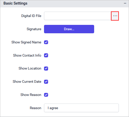 Digital ID file Browse Button