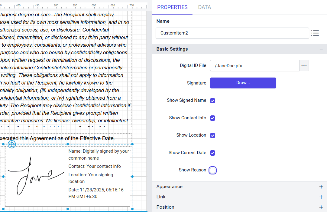 Show reason disabled
