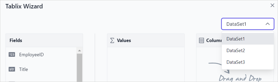 Tablix wizard with Dataset