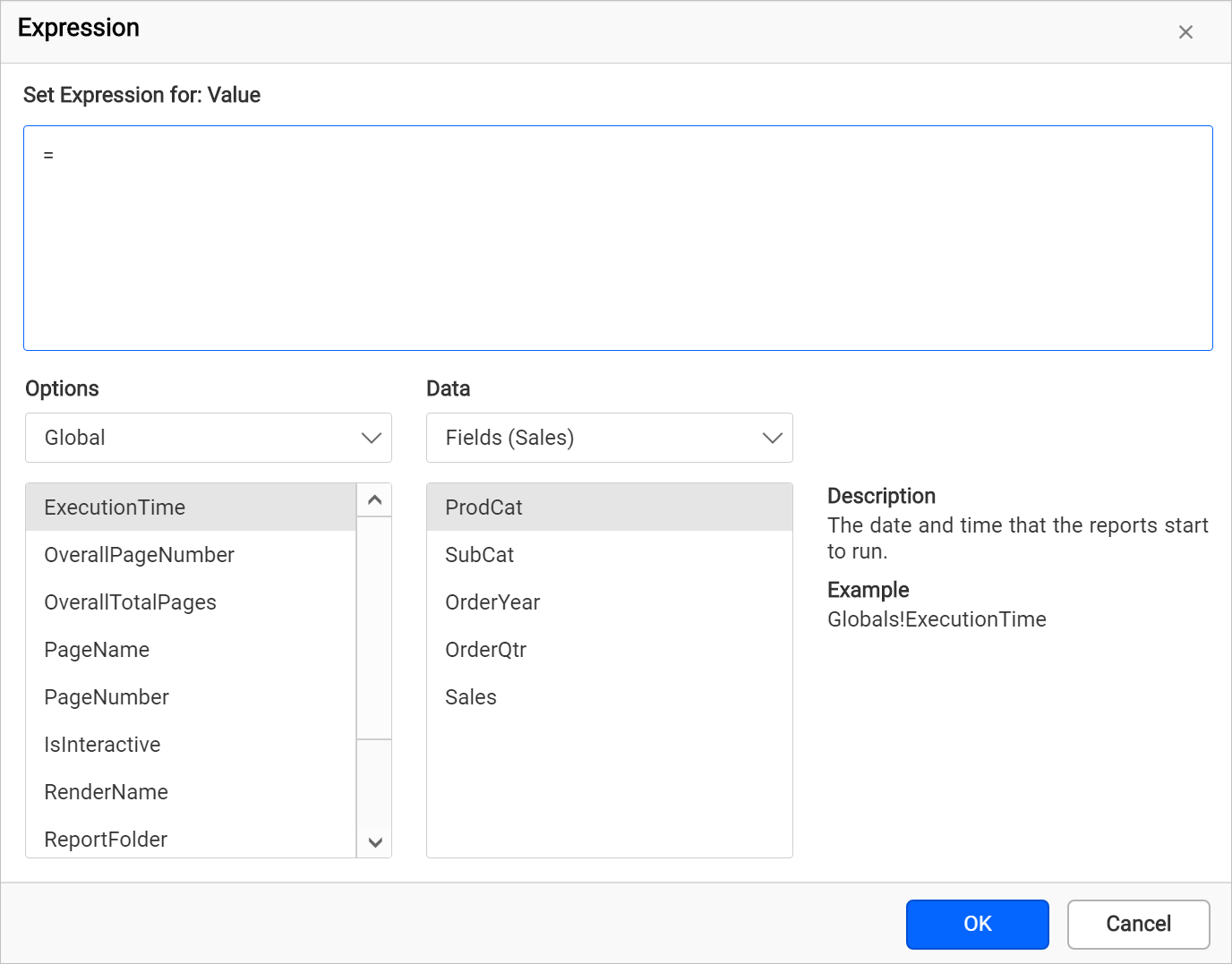 Add Expression option in data assign menu
