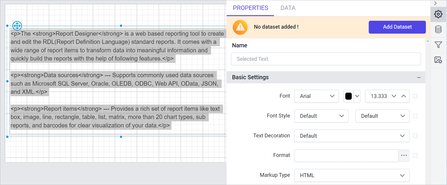 Set Markup Type