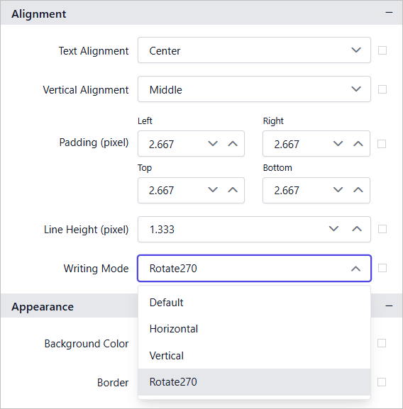 Textbox writing mode