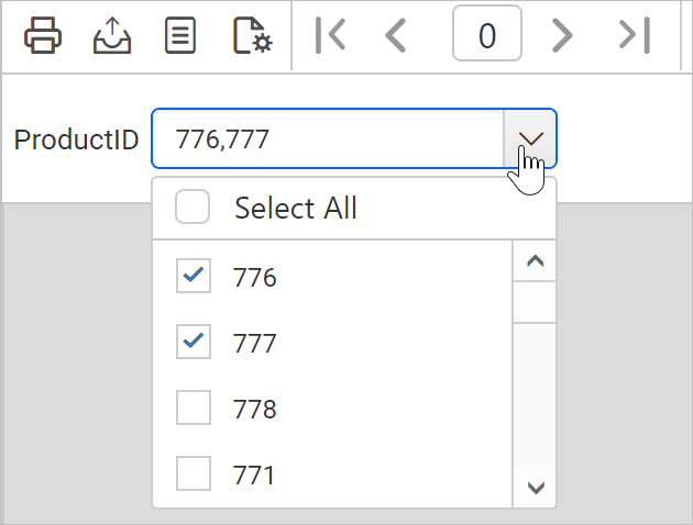 Select multiple values to filter the records