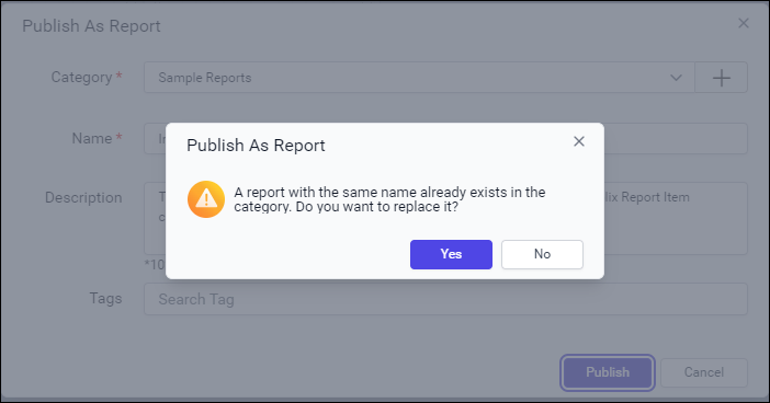 Replace report alert