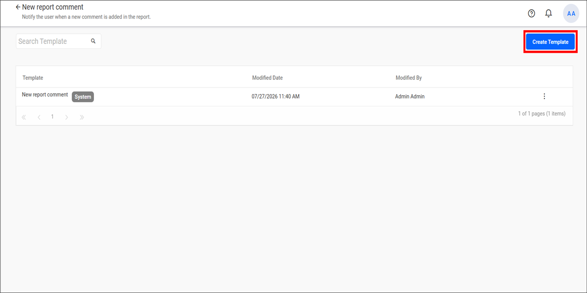 Email Template Page
