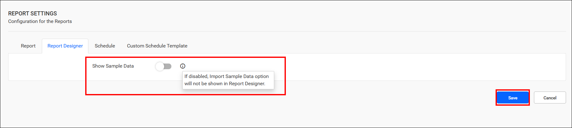 Disable Sample Data