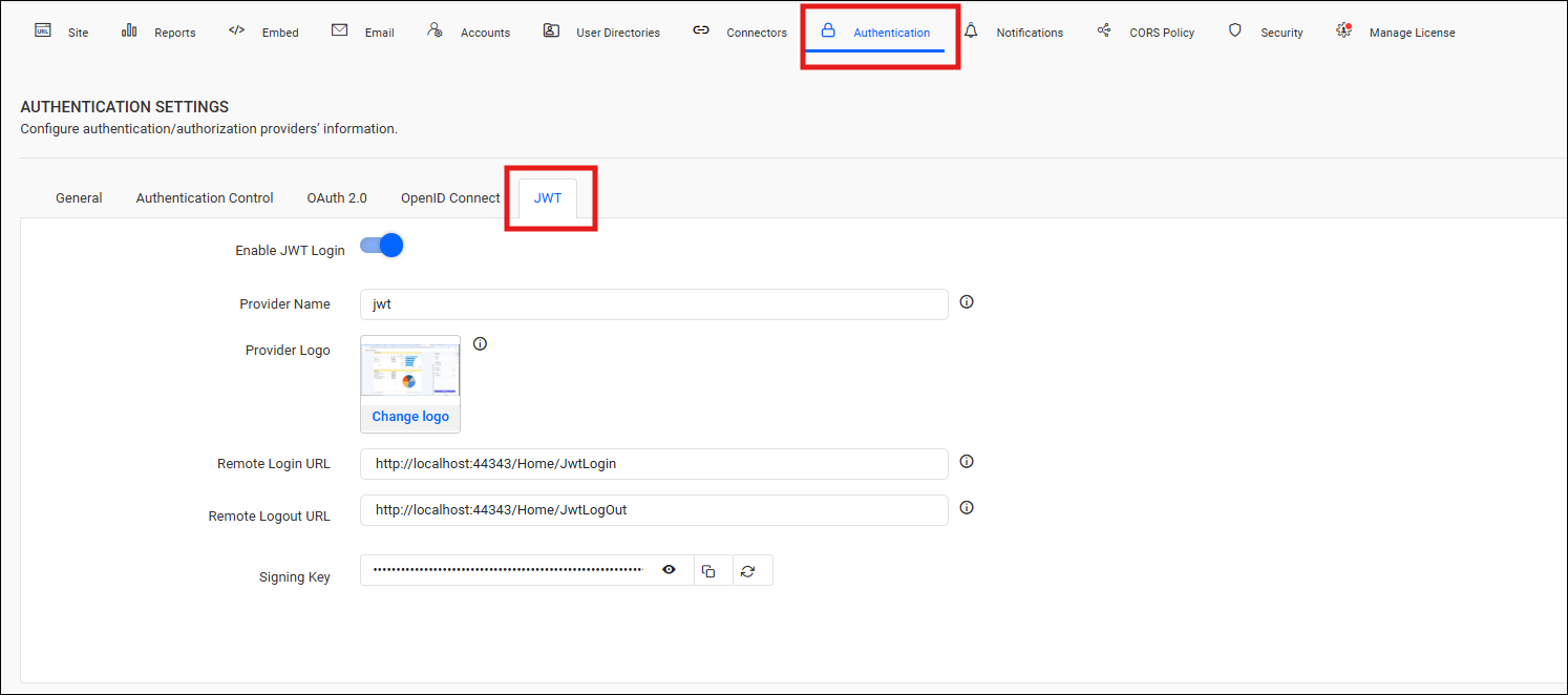 JWT Authentication Settings
