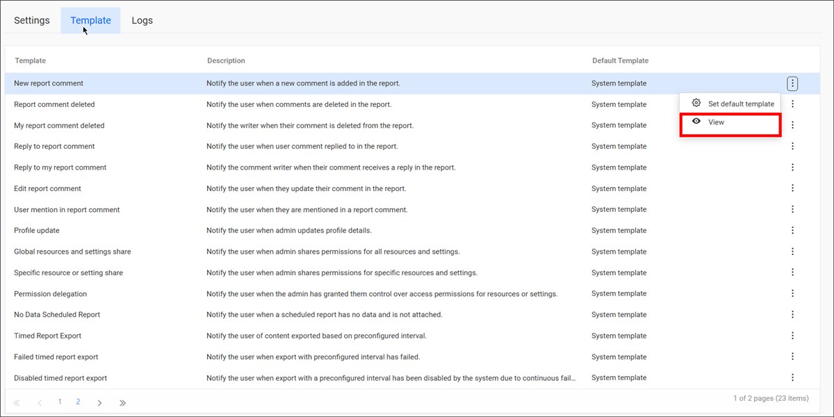 Email Template Page