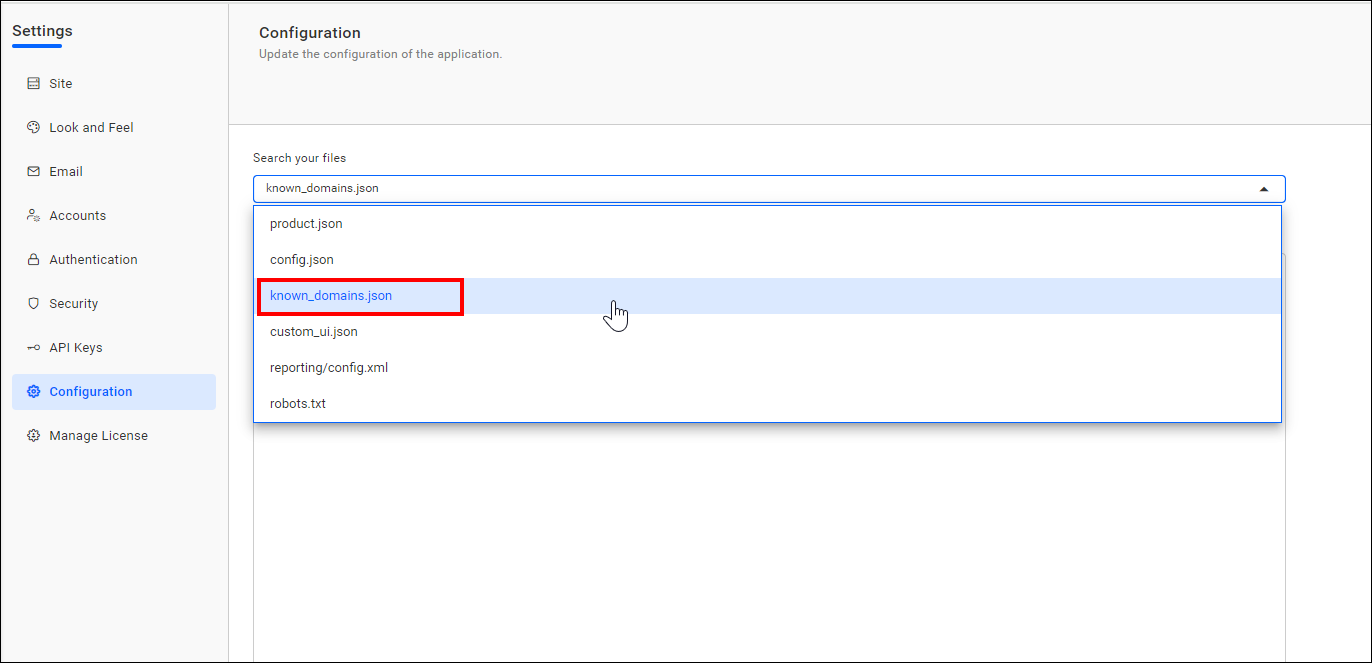 Select Known Domain