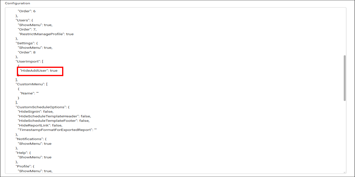 HideAddUser configuration