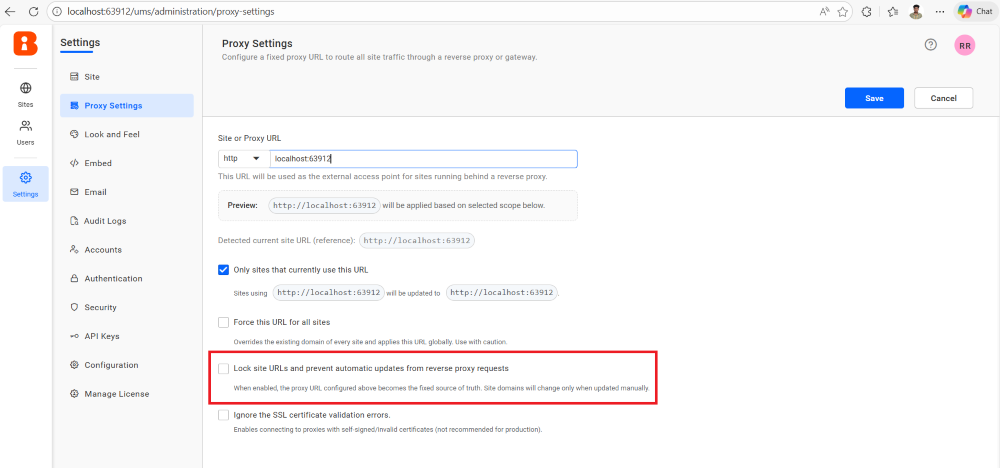 Lock Site URL
