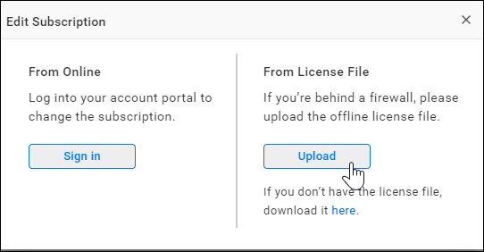 Upload Offline License