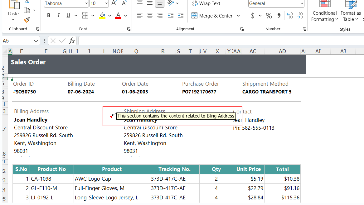 preview of enable comments property in excel export