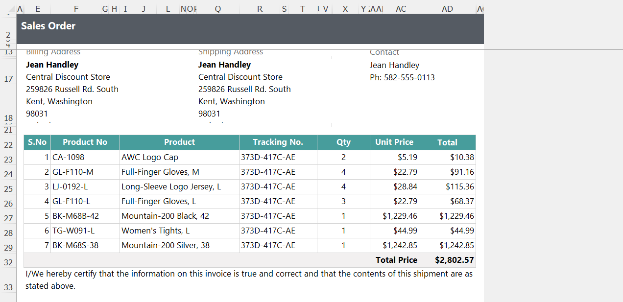 preview of document hide unused columns property in excel export